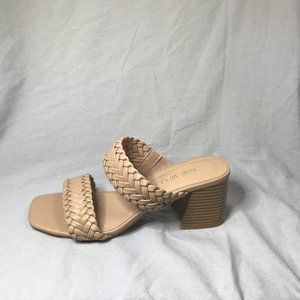 Nine West Braided Strappy Block Heel Nude Size 7 New without box